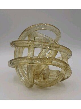 Vintage Large Hand Blown Art Glass Infinity Knot Slight Irridescent 6 In Tall